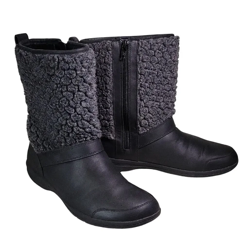 Merrell Encore Kassie Black Grey Wool Winter Boots Womens Size 9.5